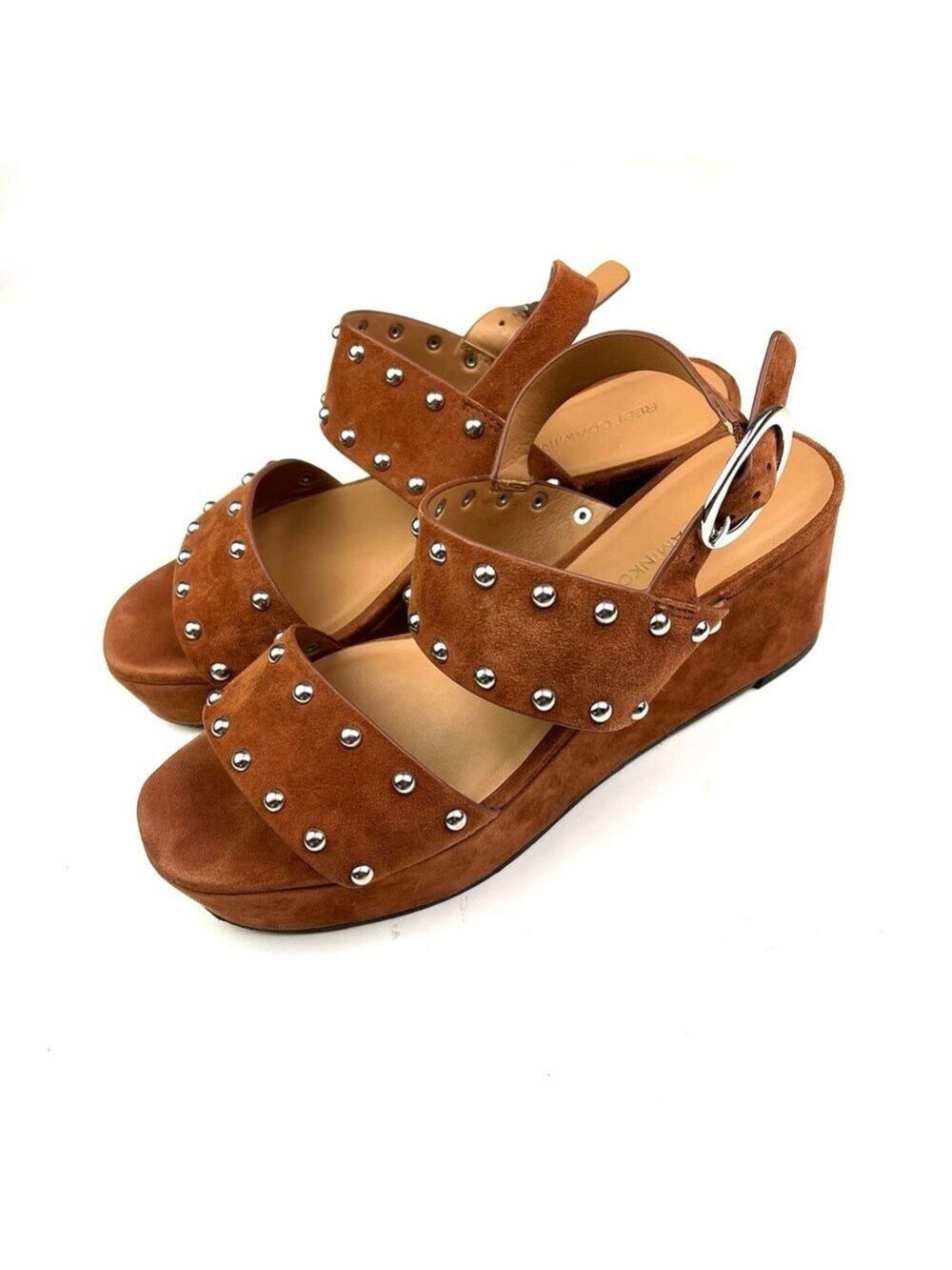 Rebecca Minkoff Tan Suede Studded Platform Sandals - Picture 4 of 8